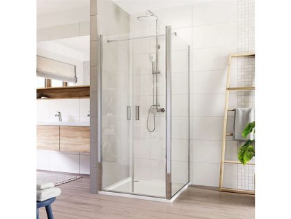 Sprchový kout, Lima, čtverec, chrom ALU, dveře lítací, sklo Čiré (Varianta Sprchový kout, Lima, čtverec, 80x80x190 cm, chrom ALU, sklo Čiré, dveře lítací)