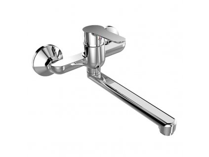 Dřezová nástěnná baterie, Zuna, s ramínkem plochým rovným 210 mm, chrom (Varianta Dřezová nástěnná baterie, Zuna, 150 mm, s ramínkem plochým rovným 210 mm, chrom)