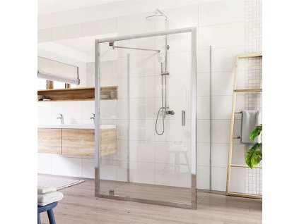 Sprchový kout Lima, obdél.,polopivot. dvře, 2xboční stěna, chrom ALU, sklo Čiré 6mm (Varianta Sprchový kout, LIMA, obdél.,pivot. dveře, 2xboční stěna, 90x100x90x190cm, chrom ALU, sklo Čiré 6mm)