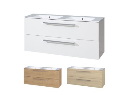 Bino, koupelnová skříňka s keramickým umyvadlem 121 cm (Varianta Bino, koupelnová skříňka s keramickým umyvadlem 121 cm, bílá)