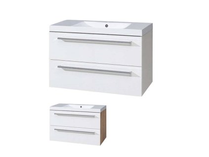 Bino, koupelnová skříňka s umyvadlem z litého mramoru 101cm (Varianta Bino, koupelnová skříňka s umyvadlem z litého mramoru 101 cm, bílá)