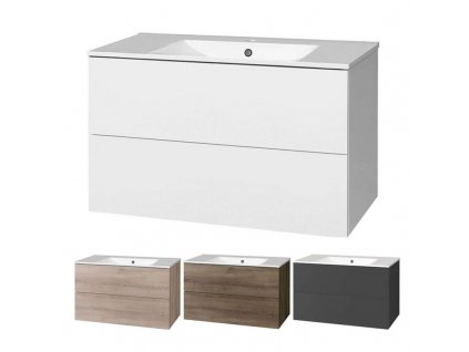 Aira, koupelnová skříňka s keramickým umyvadlem 101 cm (Varianta Aira, koupelnová skříňka s keramickým umyvadlem 101 cm, dub Kronberg)