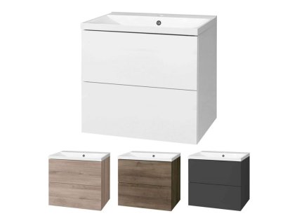 Aira, koupelnová skříňka s umyvadlem z litého mramoru 61 cm (Varianta Aira, koupelnová skříňka s umyvadlem z litého mramoru 61 cm, bílá)