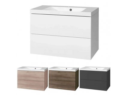Aira, koupelnová skříňka s umyvadlem z litého mramoru 81 cm (Varianta Aira, koupelnová skříňka s umyvadlem z litého mramoru 81 cm, bílá)