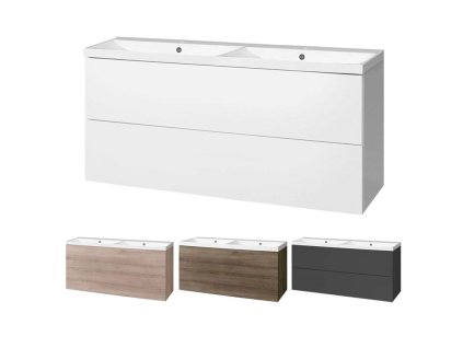 Aira, koupelnová skříňka s umyvadlem z litého mramoru 121 cm (Varianta Aira, koupelnová skříňka s umyvadlem z litého mramoru 121 cm, bílá)