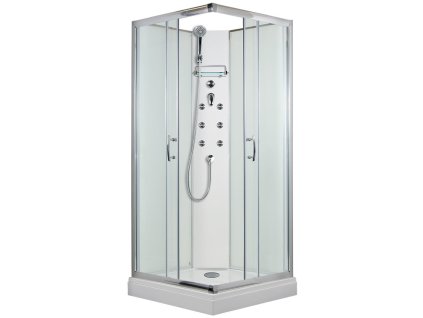 2570 1 masazni sprchovy box smaragd model 4 ctverec s vanickou z liteho mramoru a masaznimi tryskami cire sklo