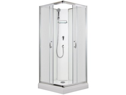 2591 11 sprchovy box smaragd model 1 ctverec s vanickou z liteho mramoru matne chinchila sklo