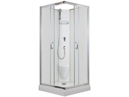 2597 12 sprchovy box smaragd model 2 ctverec s vanickou z liteho mramoru a sedatkem matne chinchila sklo