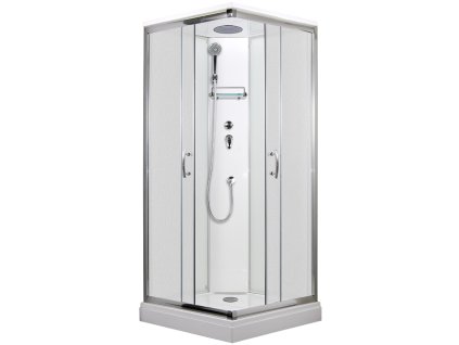 3386 12 sprchovy box smaragd model 1 ctverec se stropem a vanickou z liteho mramoru matne chinchila sklo