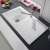 villeroy boch architectura 50 built in sink with draining board and basket strainer w 86 d 51 cm white alpine position borehole 2 vb 335001 kg r1 0