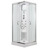 5712 8 parni masazni sprchovy box smaragd model 9 ctverec s vanickou z liteho mramoru sedatkem tryskami parnim vyvijecem a stropem s horni sprchou cire sklo