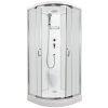 3398 5 sprchovy box briliant model 2 ctvrtkruhovy s vanickou z liteho mramoru sedatkem a stropem s horni sprchou matne chinchila sklo