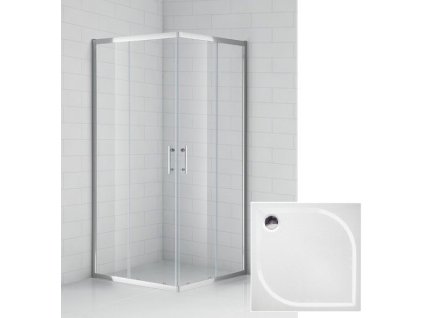 Čtvercový sprchový kout 90x90 cm s protiskluzovou vaničkou z litého mramoru | koupelnyross