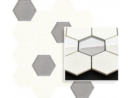 29475 hexagon mozaika univerzalni bianco paradyz mix 22x25 5 cm