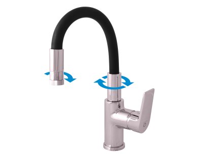 COLORADO - Umyvadlová baterie s flexibilním ramínkem bez výpusti, Chrom/Černá CO119.0/16, RAV Slezák (Barva chrom/černá, Rozměr 3,8")