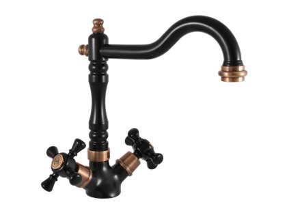 MORAVA RETRO - Dřezová baterie, Černá matná/Stará mosaz (Bronz) MK320.0/8CMATSM, RAV Slezák (Barva Černá matná/Stará mosaz (Bronz), Rozměr 3,8")