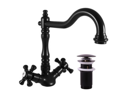 MORAVA RETRO - Umyvadlová baterie s výpustí, Černá - matná MK321.0/8CMAT, RAV Slezák (Barva Černá - matná, Rozměr 3,8")