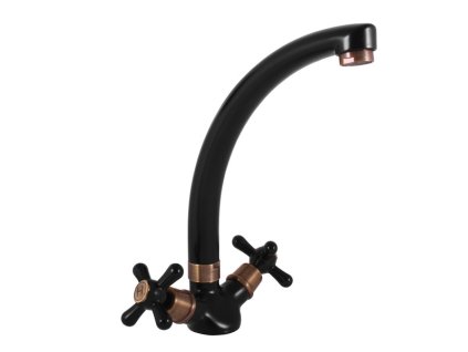 MORAVA RETRO - Umyvadlová/dřezová baterie bez výpusti, Černá matná/Stará mosaz (Bronz) MK120.0/3CMATSM, RAV Slezák (Barva Černá matná/Stará mosaz (Bronz), Rozměr 3,8")