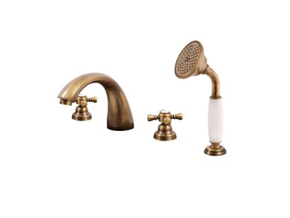 MORAVA RETRO - Vanová baterie 4-otvorová, Stará mosaz (Bronz) MK369.0SSM, RAV Slezák (Barva Stará mosaz (Bronz), Rozměr 3,8")