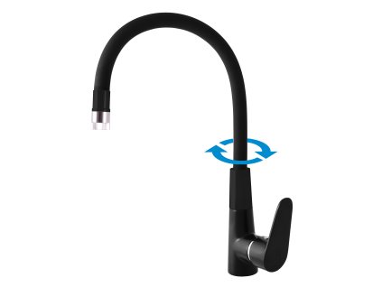 AMUR - Dřezová baterie s flexibilním ramínkem, černá matná/Chrom AM719.0/11CMATC, RAV Slezák (Barva černá matná/chrom, Rozměr 3,8")