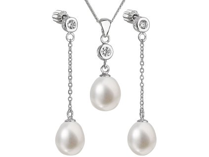 Stříbrná perlová souprava 29005.1 - bílá