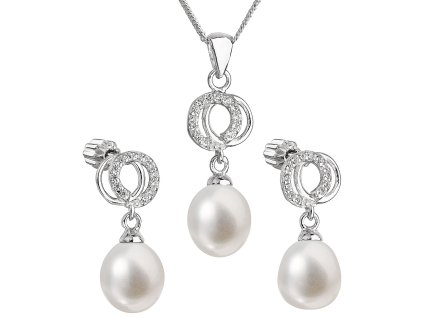 Stříbrná perlová souprava 29003.1 - bílá