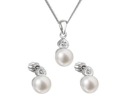 Stříbrná perlová souprava 29001.1 - bílá