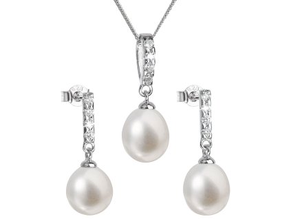 Perlová souprava z říčních perel bílá 29032.1B