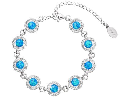 Stříbrný náramek se syntetickým opálem a krystaly Preciosa modrý 33105.1