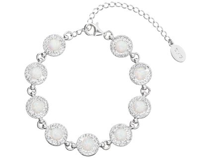 Stříbrný náramek se syntetickým opálem a krystaly Preciosa bílý 33105.1