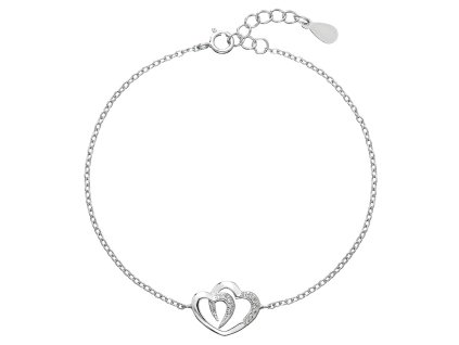 Náramek se zirkony - dvojité srdce 13011.1