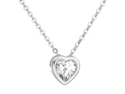 Náhrdelník se zirkonem bílé srdce 12020.1