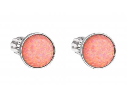Stříbrné náušnice pecky se syntetickým opálem oranžové kulaté 11001.3