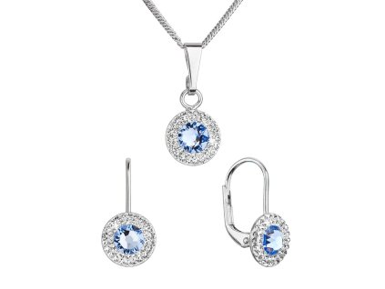 Sada šperků s krystaly Swarovski náušnice a přívěsek modré kulaté 39109.3 lt. sapphire