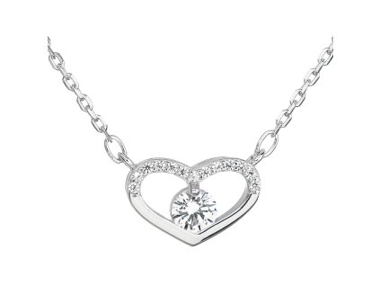 Náhrdelník se zirkonem bílé srdce 12008.1