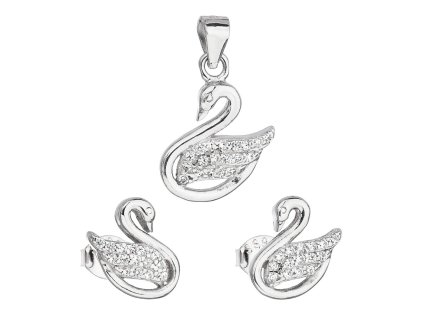 Sada šperků se zirkonem náušnice a přívěsek bílá labuť 19010.1