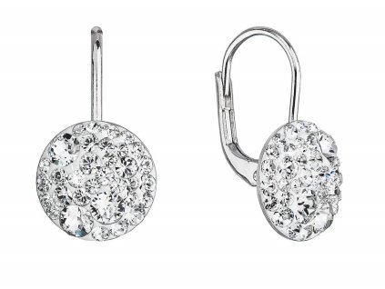 Stříbrné náušnice visací s krystaly Swarovski bílé jemné 31315.1 crystal