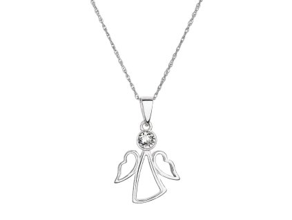 Stříbrný náhrdelník anděl se Swarovski krystalem bílý 32082.1 crystal