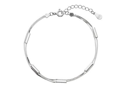 Stříbrný náramek dvojitý řetízek s obdelníčky 63005