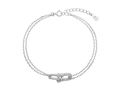Stříbrný náramek s elegantním uzlem a zirkony 13085.1