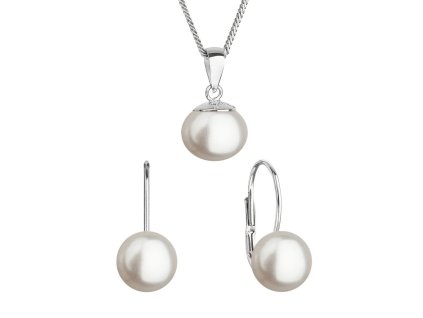 Perlová souprava s bílou říční perlou 29081.1