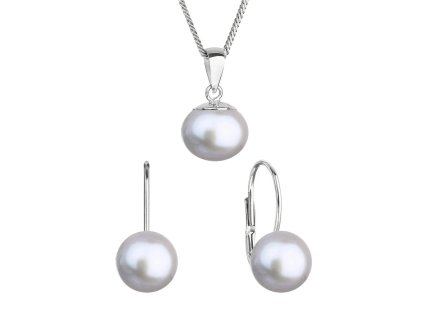 Perlová souprava s šedou říční perlou 29081.3 grey