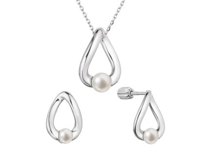 Perlová souprava s říční perlou bílá 29057.1B