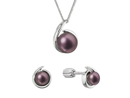 Perlová souprava slza s tmavou říční perlou 29063.3B