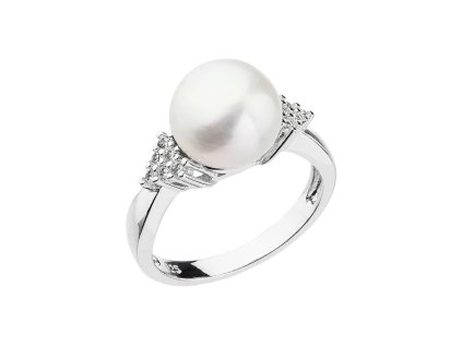 Stříbrný prsten s bílou říční perlou 25002.1