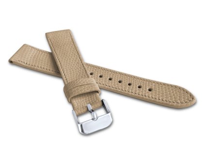 Béžový řemínek MINET LIZARD se vzorem ještěrky z luxusní kůže Top Grain LSAFF