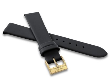 Černý kožený řemínek MINET se zlatou sponou MSLBG