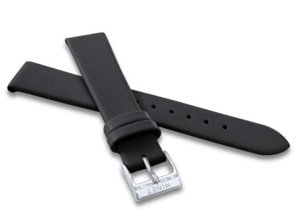 Černý kožený řemínek MINET se stříbrnou sponou MSLBS