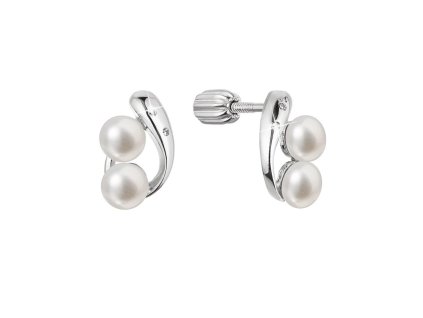 Stříbrné náušnice pecky dvě říční perličky bílé 21087.1B