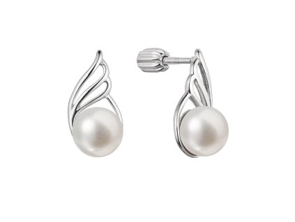Stříbrné náušnice pecky s říční perlou bílé 21093.1B